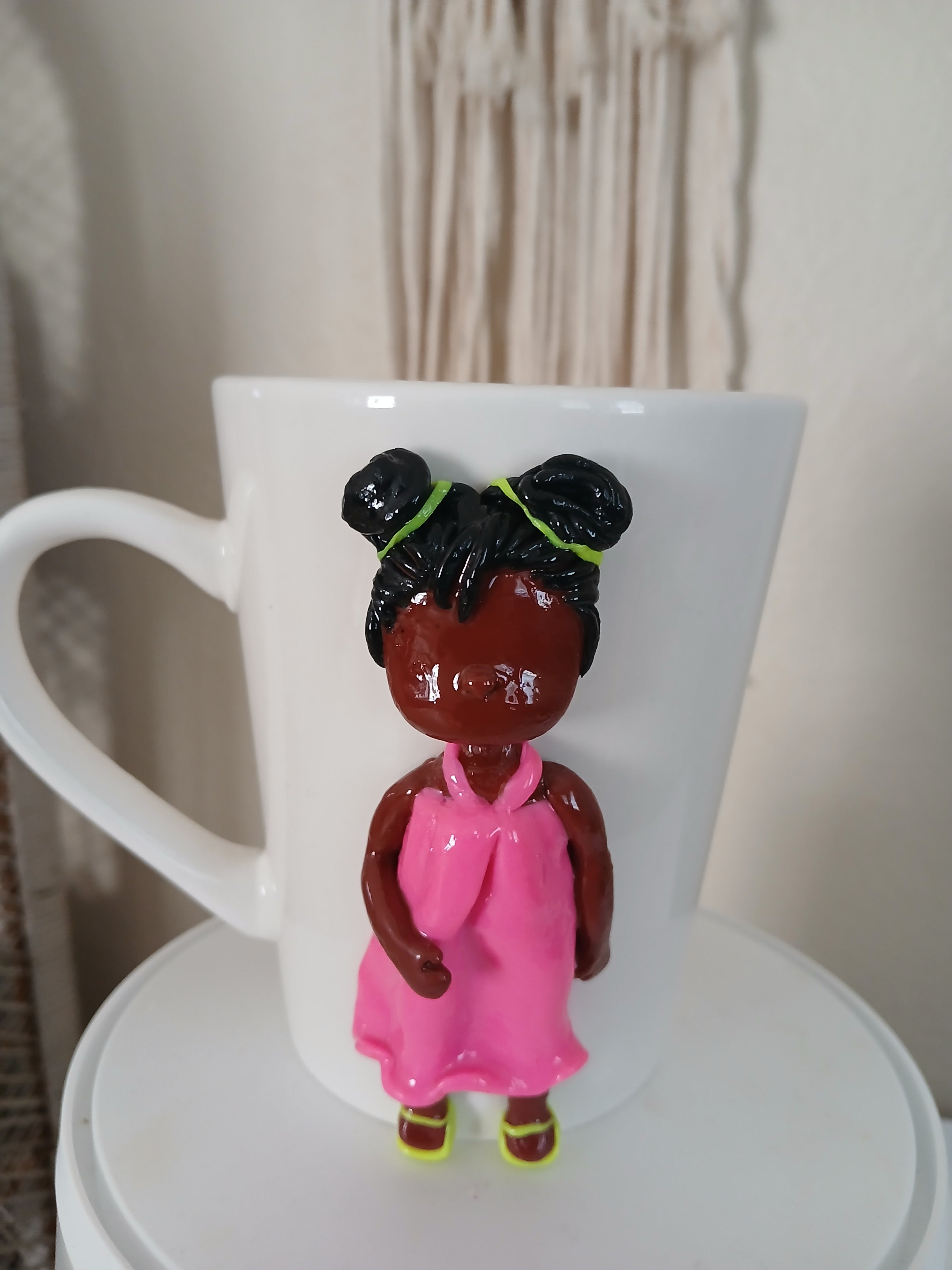 Clay doll sculpture mug