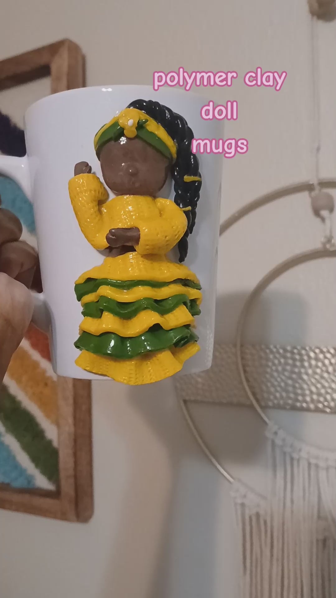 Polymer clay doll mug
